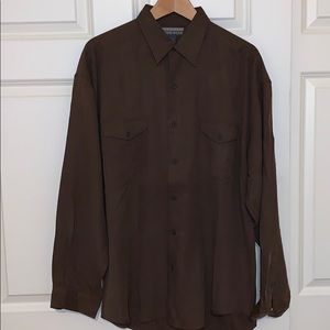Men’s L Brown Silk Shirt